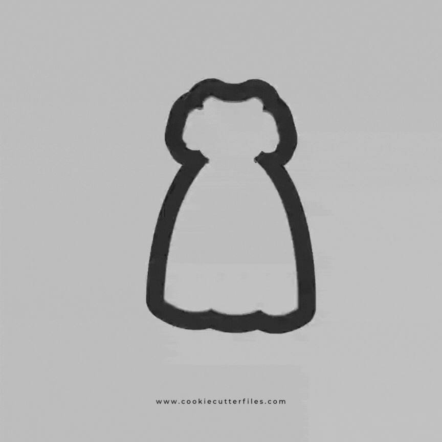 Woodlands Inspired Princess Dress Cookie Cutter STL Files Cookie Cutter Files