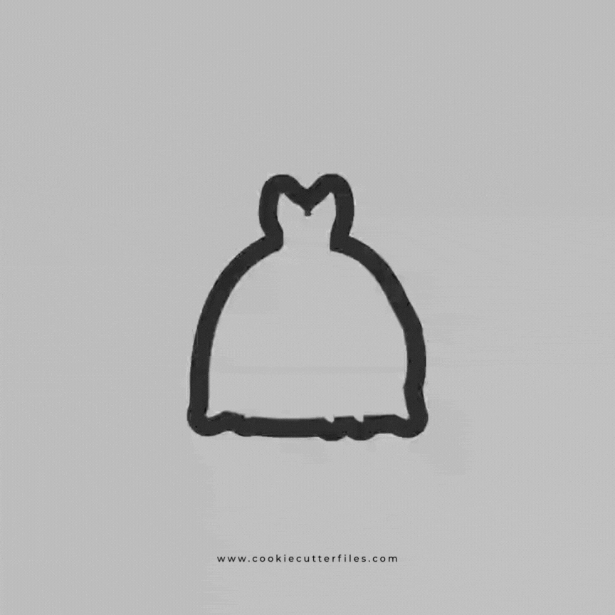Frog Inspired Princess Dress Cookie Cutter STL Files Cookie Cutter Files