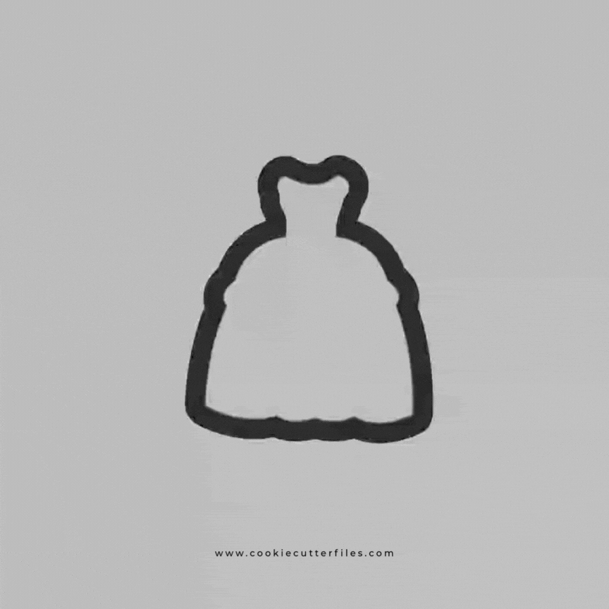 Glass Slipper Inspired Princess Dress Cookie Cutter STL Files Cookie Cutter Files