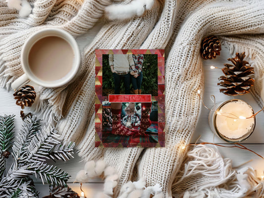 Red & Gold Triangles Custom Photo Christmas Card Party Simplicity