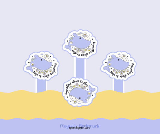 Everything Whale Be Okay Mental Health Magnetic Bookmark Paper Craft Printable Paper Crafts