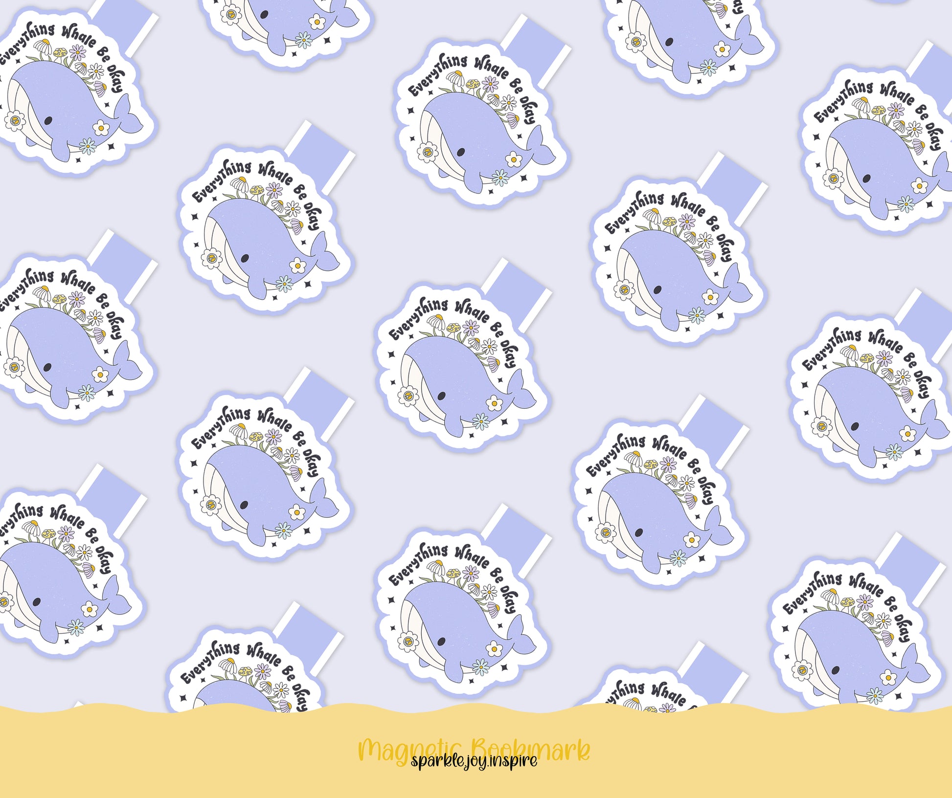 Everything Whale Be Okay Mental Health Magnetic Bookmark Paper Craft Printable Paper Crafts