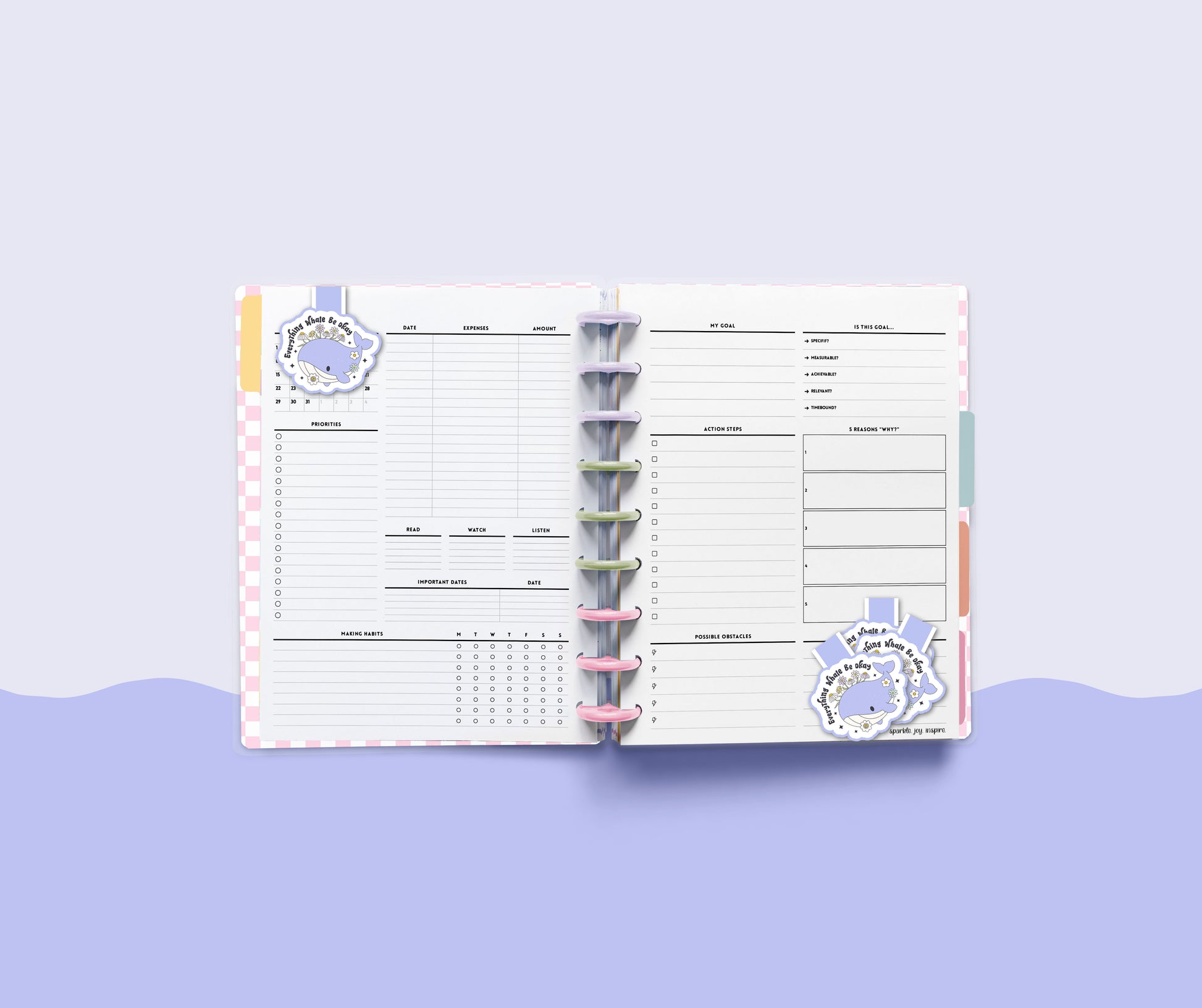 Everything Whale Be Okay Mental Health Magnetic Bookmark Paper Craft Printable Paper Crafts