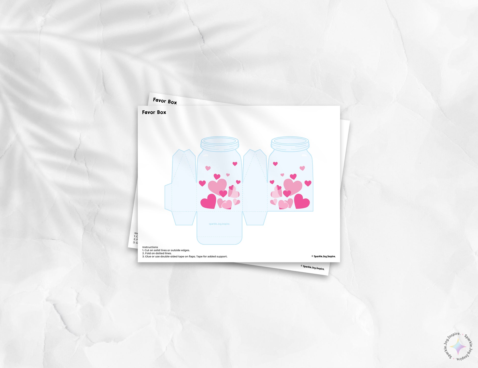 Jar Of Hearts Pink Hearts Valentine Favor Box Paper Craft Printable Paper Crafts