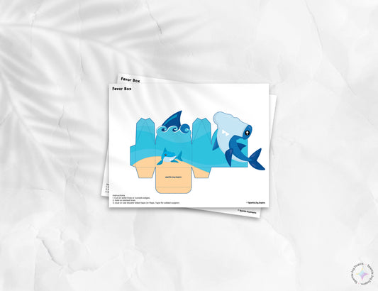 Shark Ocean Swimming Favor Box Paper Craft Printable Paper Crafts