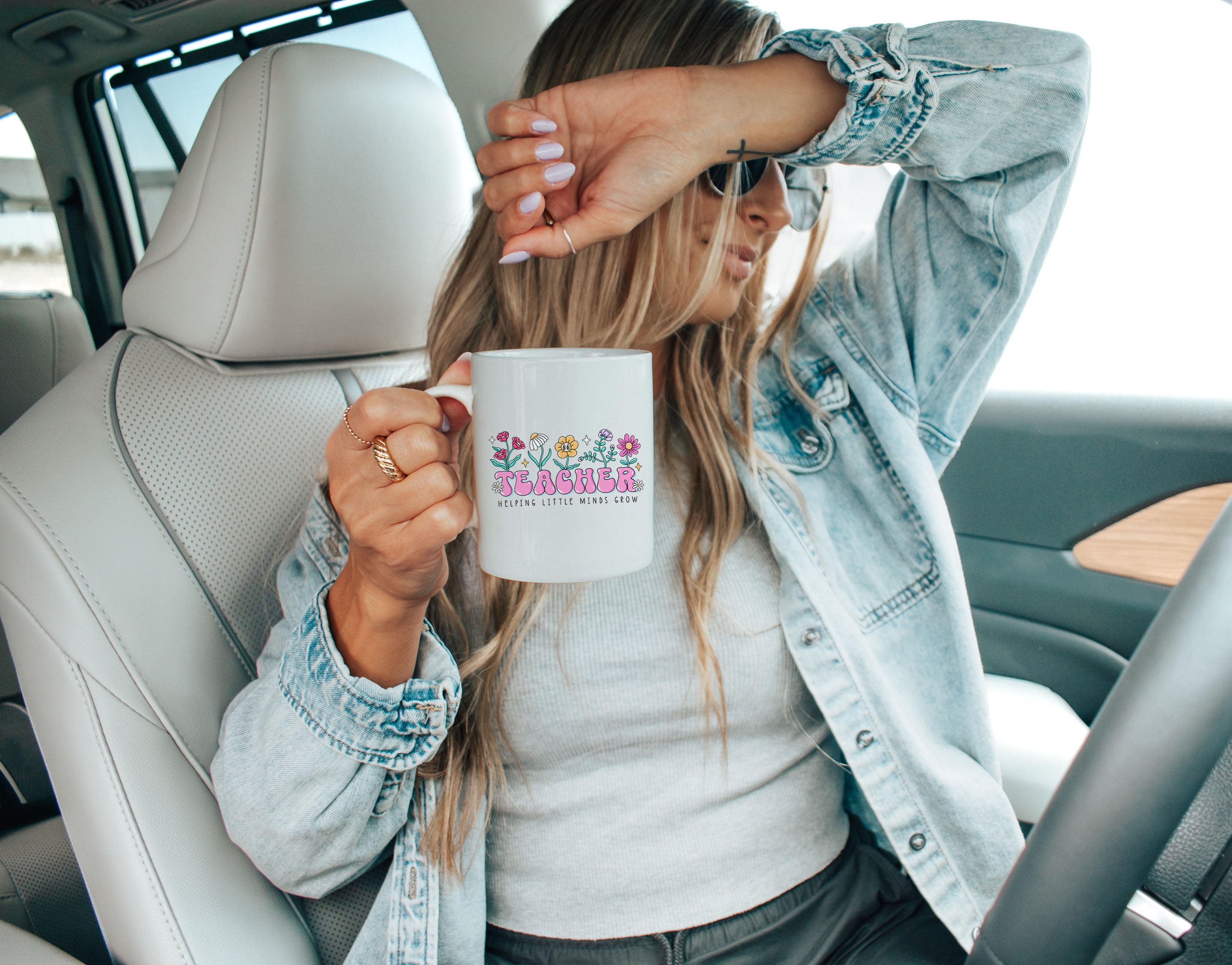Teacher Helping Little Minds Grow Groovy Teacher Mug Sparkle. Joy. Inspiration.