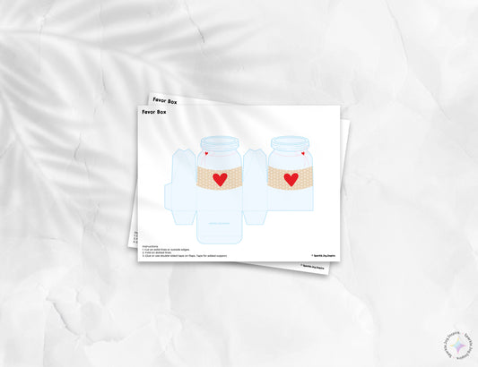 Jar Of Hearts Ribbon Valentine Favor Box Paper Craft Printable Paper Crafts