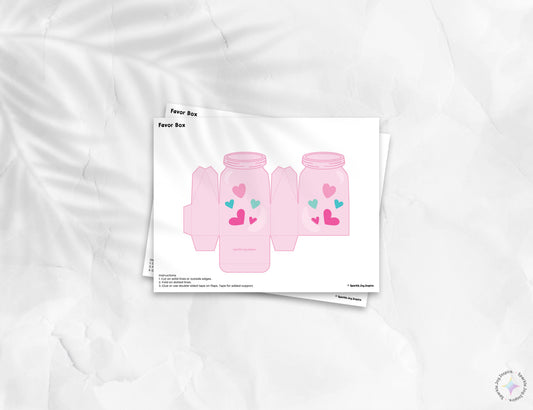 Jar Of Hearts Floating Hearts Valentine Favor Box Paper Craft Printable Paper Crafts