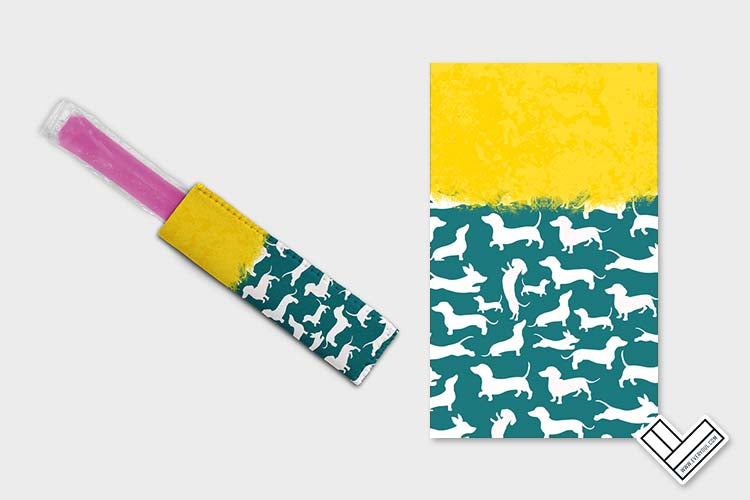 Dachshund Solid Yellow Teal Ice Pop Digital Sublimation Design Sweet Sublimation Designs