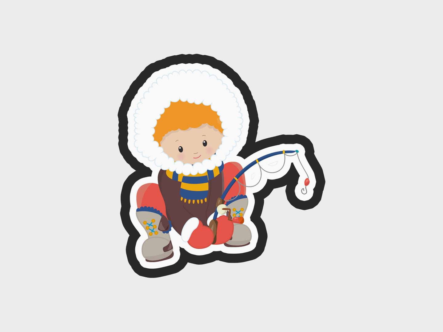 Boy Sitting Fishing Eskimo Kids Cookie Cutter STL Files Cookie Cutter Files