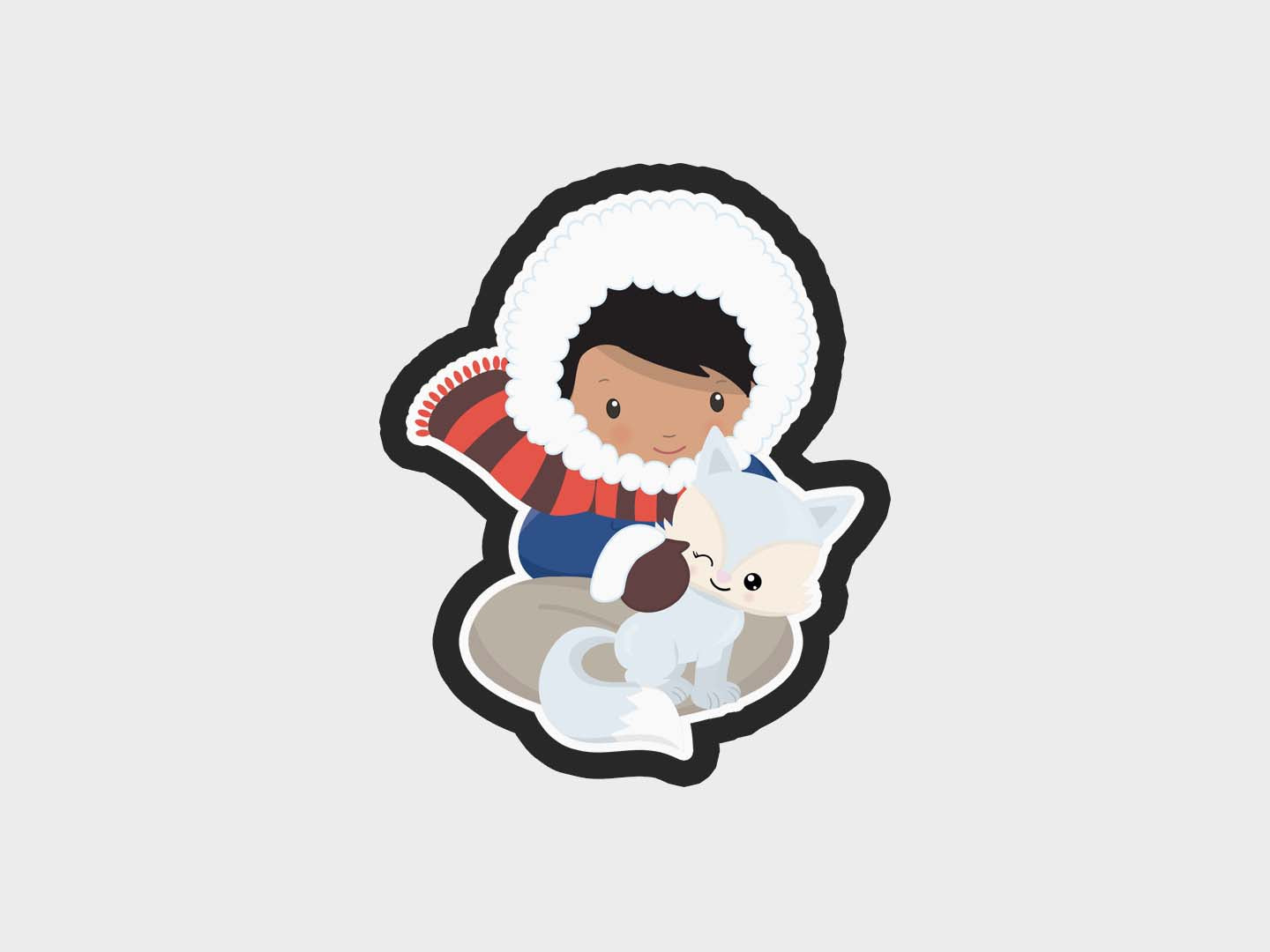 Boy Sitting Fox Eskimo Kids Cookie Cutter STL Files Cookie Cutter Files