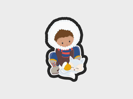 Boy Squatting Fox Eskimo Kids Cookie Cutter STL Files Cookie Cutter Files