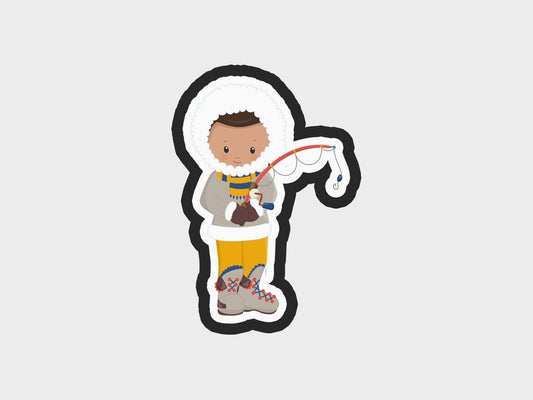 Boy Standing Fishing Eskimo Kids Cookie Cutter STL Files Cookie Cutter Files