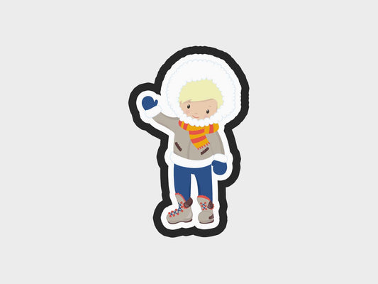 Boy Standing Waving Eskimo Kids Cookie Cutter STL Files Cookie Cutter Files