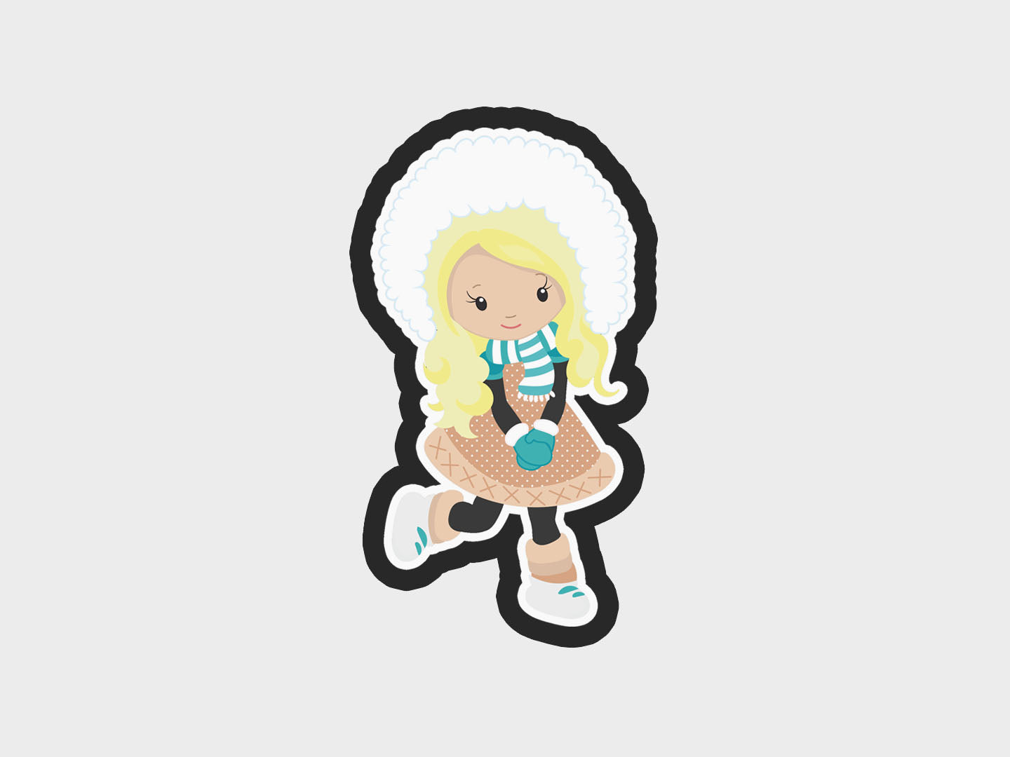 Girl Standing Foot Up Eskimo Kids Cookie Cutter STL Files Cookie Cutter Files