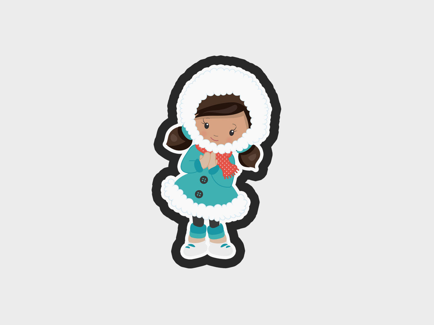 Girl Standing Eskimo Kids Cookie Cutter STL Files Cookie Cutter Files