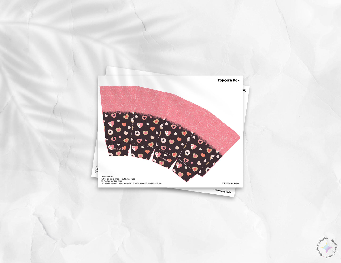 Galentine's Day Girl Gang Popcorn Box Paper Craft Printable Paper Crafts