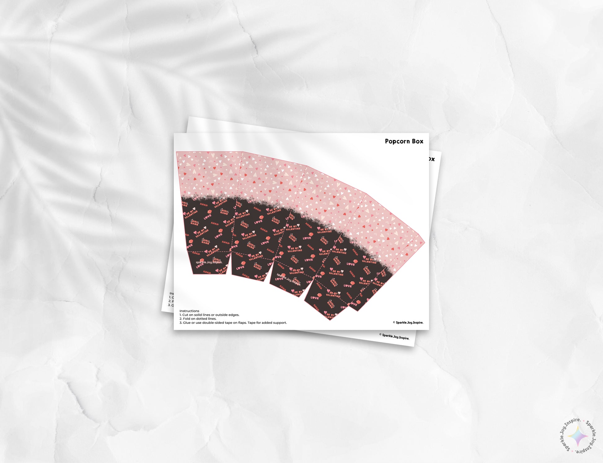 Galentine's Day Girl Gang Popcorn Box Paper Craft Printable Paper Crafts