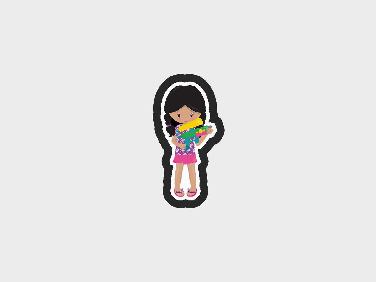 Girl Water Gun One Water Play Fun Cookie Cutter STL Files Cookie Cutter Files