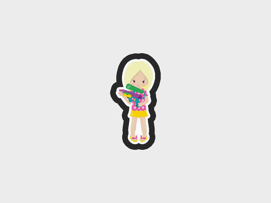 Girl Water Gun Two Water Play Fun Cookie Cutter STL Files Cookie Cutter Files