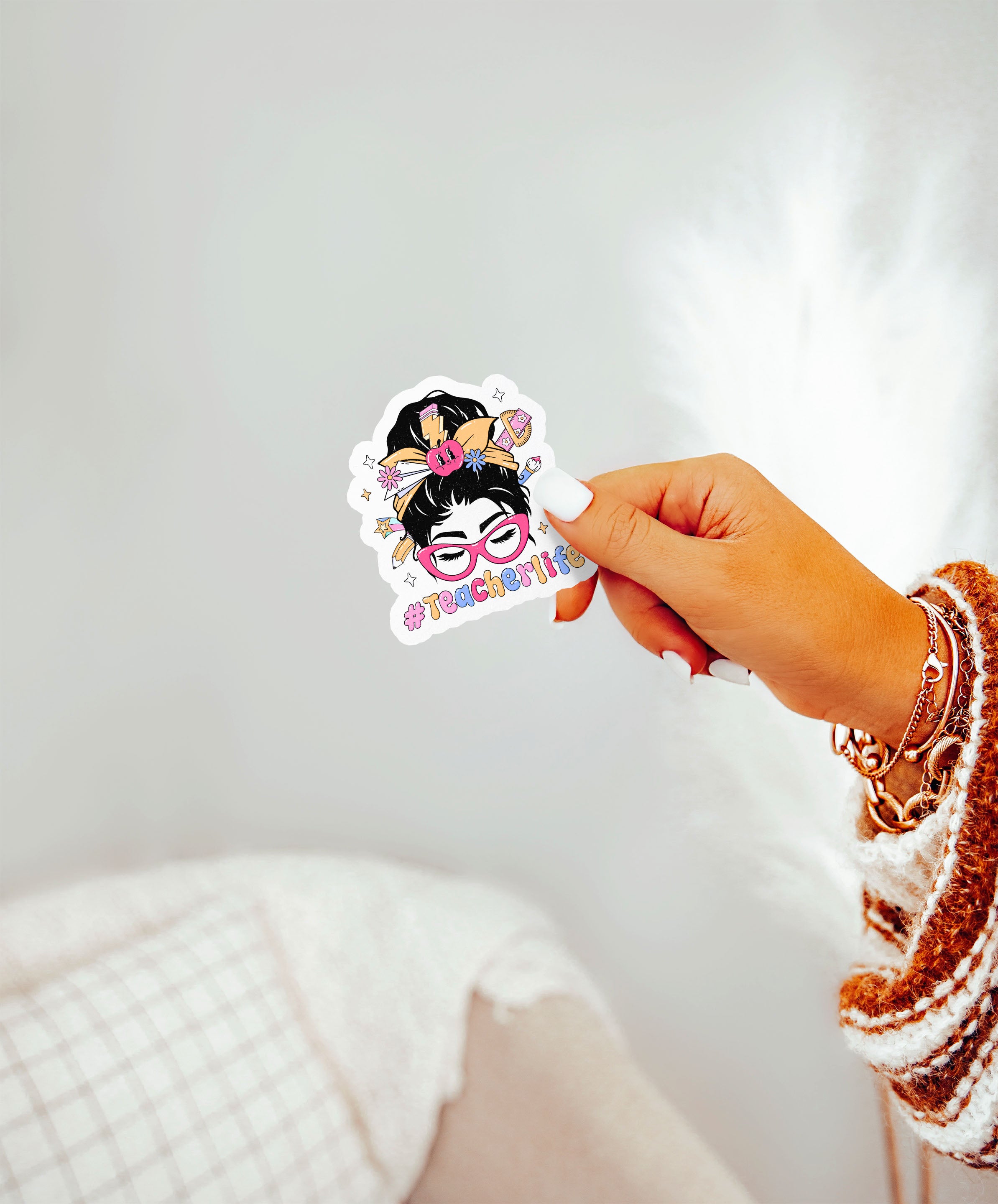Hashtag Teacher Life Groovy Teacher Sticker Sparkle. Joy. Inspiration.