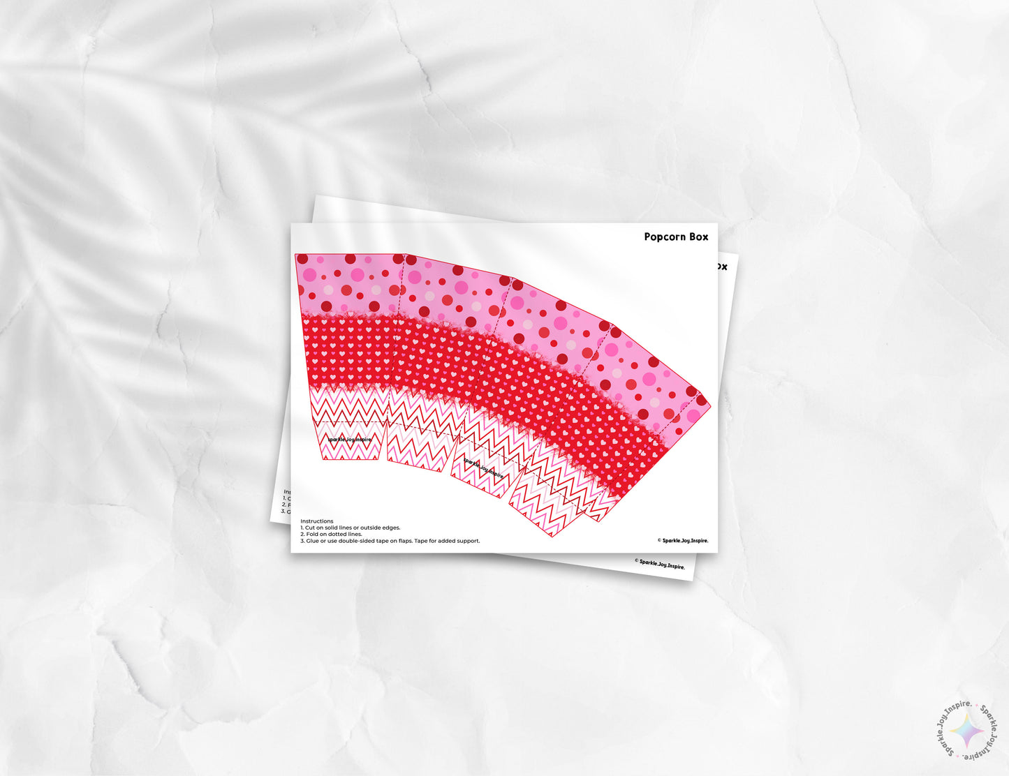 Kawaii Hearts Valentine Popcorn Box Paper Craft Printable Paper Crafts