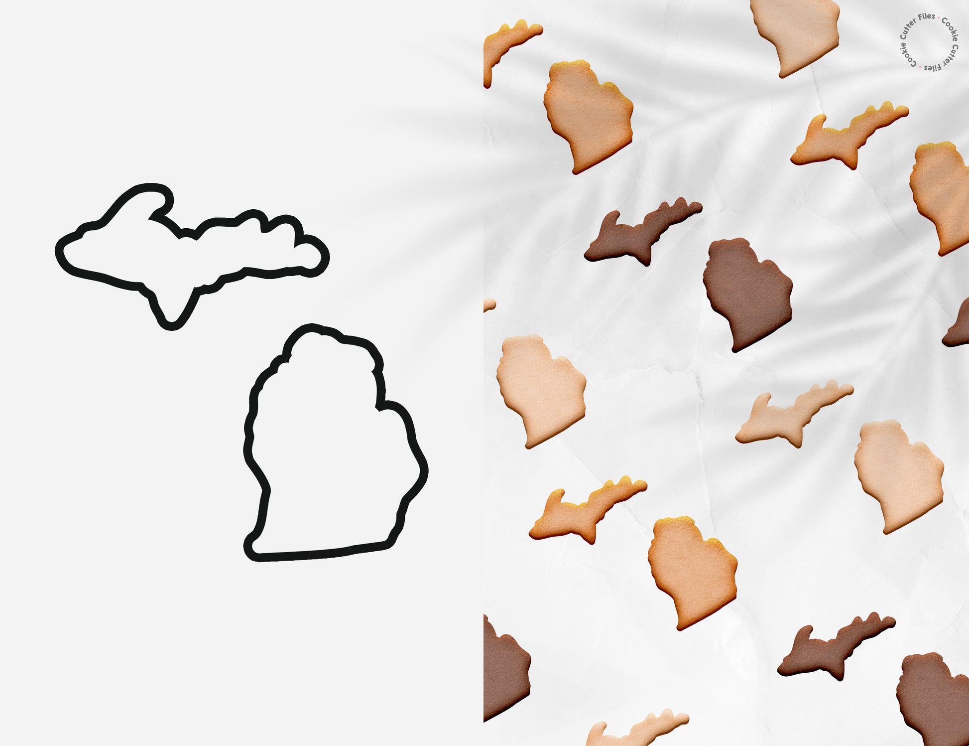 Michigan State Set Basic Cookie Cutter STL Files Cookie Cutter Files